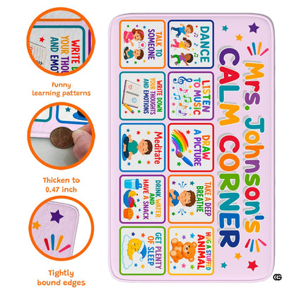 Personalized Calming Corner Rug for Classroom, Custom Teacher Name Reading Corner Rug, Emotions Feelings Carpet, Soft Fluffy Calm Corner Decor for School Reading Nook (Calming Corner)