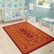 Bright contemporary sitting room interior showcasing the maroon bandana print area rug - thumbnail image 6 of 9
