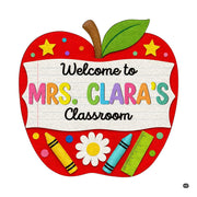Personalized Composition Notebook Classroom Shaped Rugs for Kids (A03) | Custom Pennant Flag Carpet for Reading Corner, Non-Slip Apple Shape Rug Mat, Classroom Decor, Back To School Gift