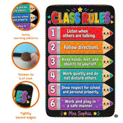 Detailed artwork perspective of kids classroom mat displaying vivid eraser bands and dotted border trim. - thumbnail image 6 of 7