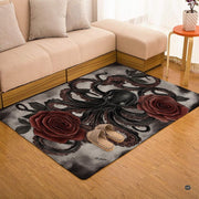 Detailed floral illustration with black tentacles across an artistic floor rug. - thumbnail image 3 of 7