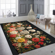 Cozy parlor lounge setting with the floral skeleton couple area rug - thumbnail image 3 of 8