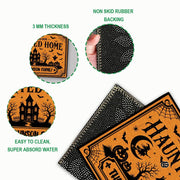 Halloween Door Mat Outdoor, Custom Spooky Welcome Mat with Black Cat and Pumpkin, Fall Front Door Mat for Porch Entryway Decor #1