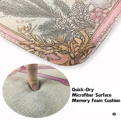 Close-up of compass rose star and antique shoreline mapping details on coastal bird rug. - thumbnail image 4 of 7