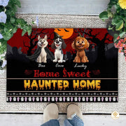 Custom Halloween Dog Doormat with Pumpkin and Bat Details - Style #3