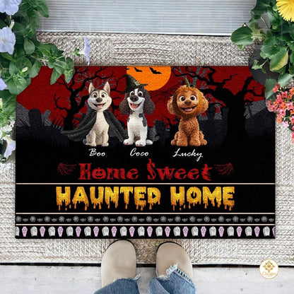 Custom Halloween Dog Doormat with Pumpkin and Bat - Style #3