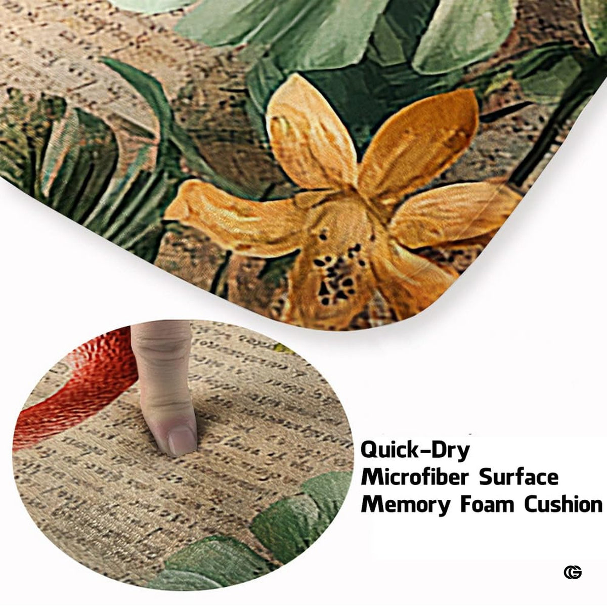 Soft low-pile microfiber fabric and foam cushioning detail of vintage flamingo rug - image 3 of 7