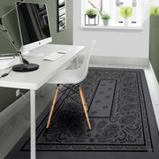 Cozy modern living room arrangement styling the dark charcoal bandana paisley rug - thumbnail image 5 of 9