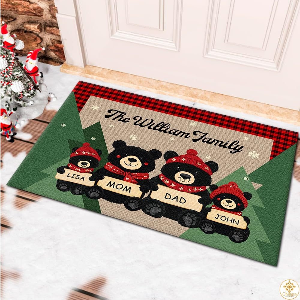 Personalized Christmas Doormat with Family Name and Address
