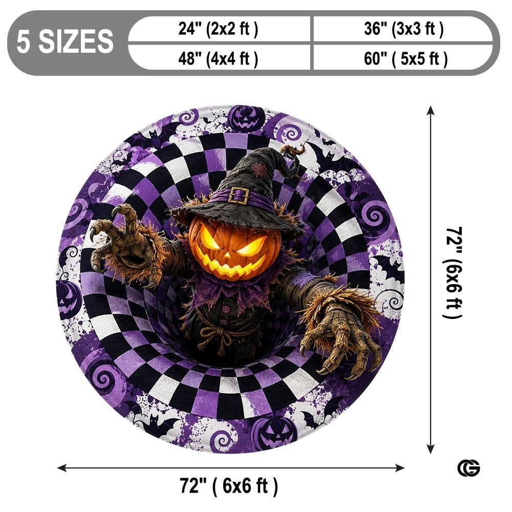 Personalized Halloween 3D Optical Illusion Ghost Round Rug (A03)