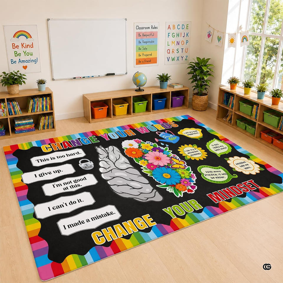 Botanical brain neuroplasticity educator area rug - view 1