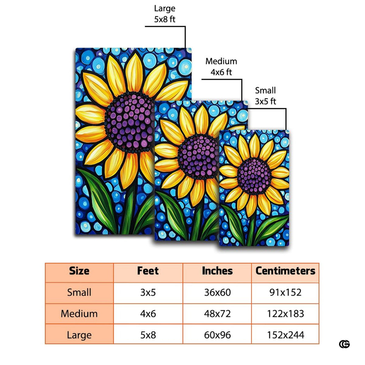 Artistic sunflower floral tile rug placed in a modern living room setting as a decorative centerpiece. - image 2 of 7