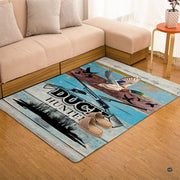 Side angle shot of mallard wildlife area rug highlighting rich earth tone print details. - thumbnail image 7 of 7