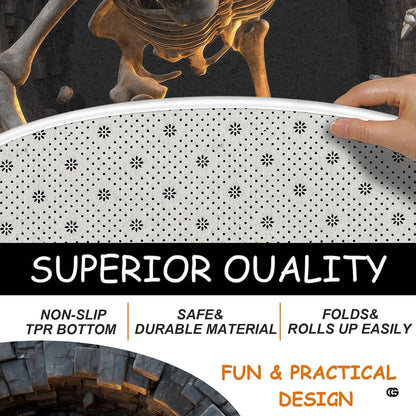 Custom Halloween 3D Optical Illusion Round Rug Skeleton Horror Area Rug (1, #5)