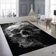 Patio setting with wicker seating displaying the dark smoky skull area rug - thumbnail image 8 of 8