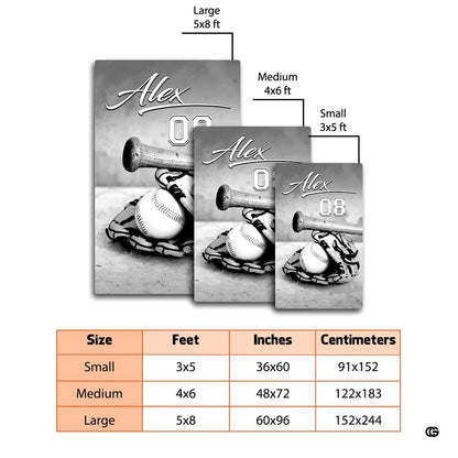 Black and white monochrome baseball graphic floor decor placed in modern seating arrangement. - thumbnail image 2 of 7