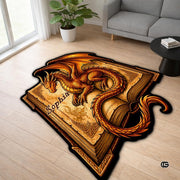 Custom Dragon Shaped Area Rug, Personalized Library Western Dragon Shaped Floor Mat Book Rug, Non-Slip Reading Room Carpet for Living Room, Bedroom, Dorm, Kids Room, Fans Lover (D4)