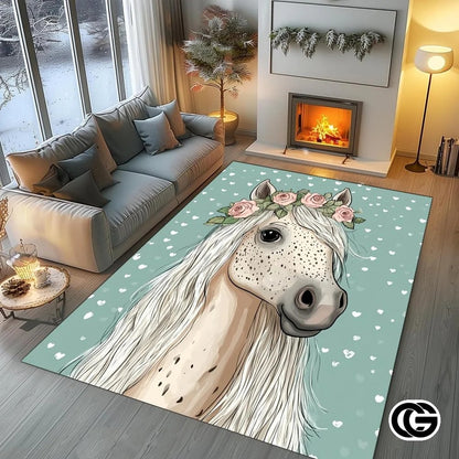 Custom Running Horse Welcome Mat for Living Room and Bedroom