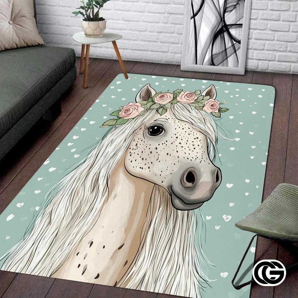 Custom Running Horse Welcome Mat for Living Room and Bedroom