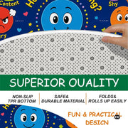 Wheel of Feelings and Emotions Round Rug, Educational Mental Health Rug for Classroom, Educational Animal Shape School Mat, Back to School Gift (Emotion 1)