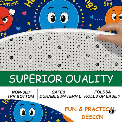 Wheel of Feelings and Emotions Round Rug, Educational Mental Health Rug for Classroom, Educational Animal Shape School Mat, Back to School Gift (Emotion 1)