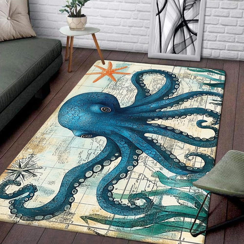 Custom Octopus Welcome Mat for Coastal Home and Entryway