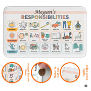 Kids chore chart printable theme area rug styled in a light-filled playroom alongside wooden toys. - thumbnail image 3 of 8