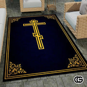 Personalized Orthodox Rug with Christian Cross and Eagle - D6