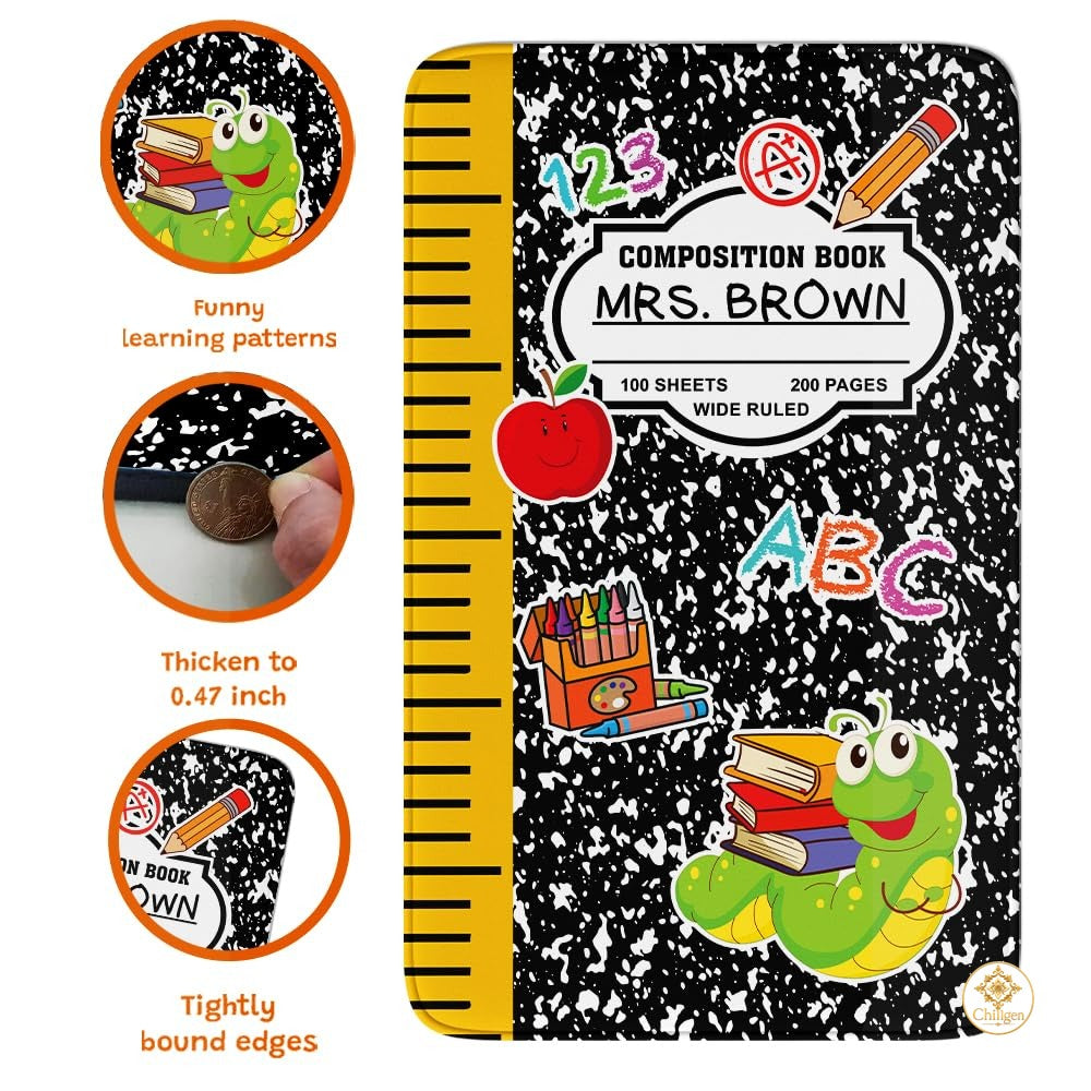 Custom Composition Notebook Welcome Mat for Kids and Classroom - A+ Style / 2' x 3' (Rectangular)