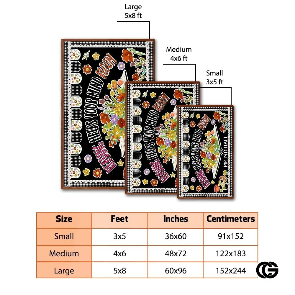 Custom Handprints Welcome Mat with Colorful Design and Text - Reading