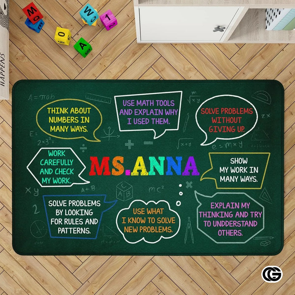 Custom Mathematics Education Rug for Classroom and Playroom - Math D2 / 3' x 5' (Rectangular)