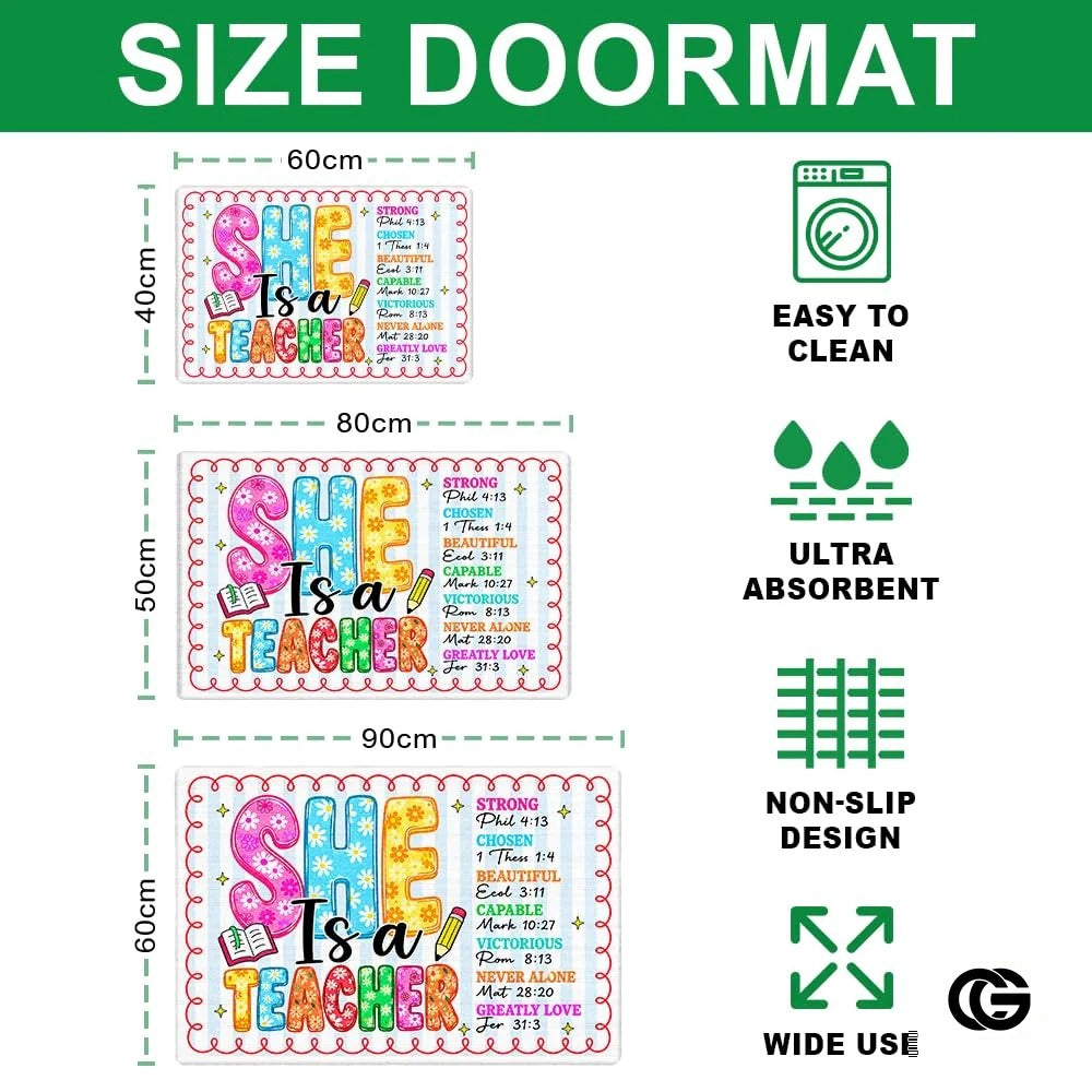 Personalized Welcome Doormat with Teacher Name and Notebook Pattern