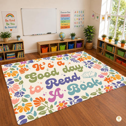 Custom Book Rug for Classroom and Reading Nooks - A Good Day To...