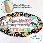 Close-up detail of iconic marbled pattern on pastel composition notebooks wide ruled floor rug. - thumbnail image 3 of 9
