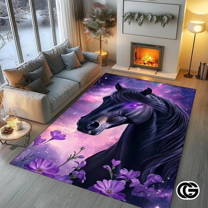 Custom Running Horse Area Rug for Living Room and Bedroom
