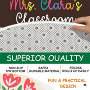 Whimsical area rug 8x10 floor placement emphasizing the balanced circular floral wreath illustration. - thumbnail image 5 of 7