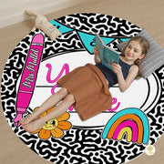 Custom Educational Welcome Mat with Notebook and School Bus Details