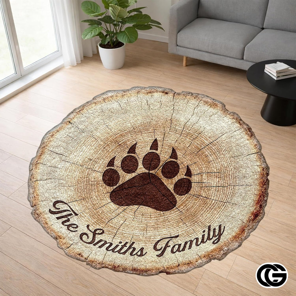 Custom Bear Paw Area Rug with Soft Plush and Non Slip Backing