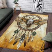 Cascading decorative feathers, beads, and green rosette accents on a bohemian area rug. - thumbnail image 3 of 8