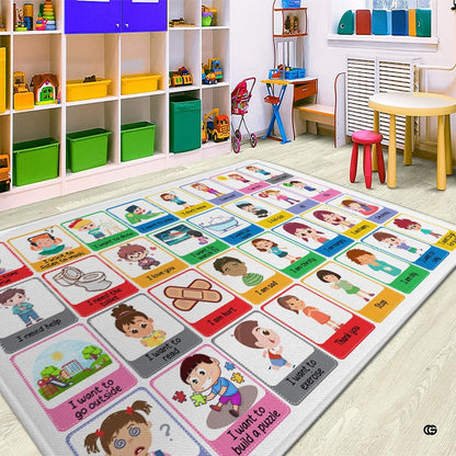 Detailed angle view displaying rich print clarity on the communication area rug. - thumbnail image 8 of 8