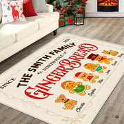 Holiday gingerbread decorative accent scene area rug with puppy, kitten, and corner scrollwork on cream background. - thumbnail image 1 of 9