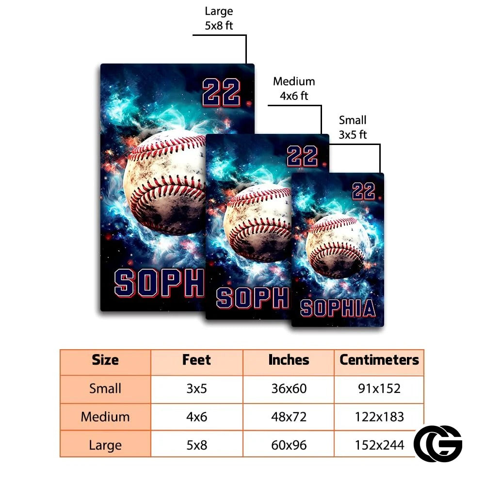 Custom Vintage Baseball Area Rug with Non Slip Carpet Backing