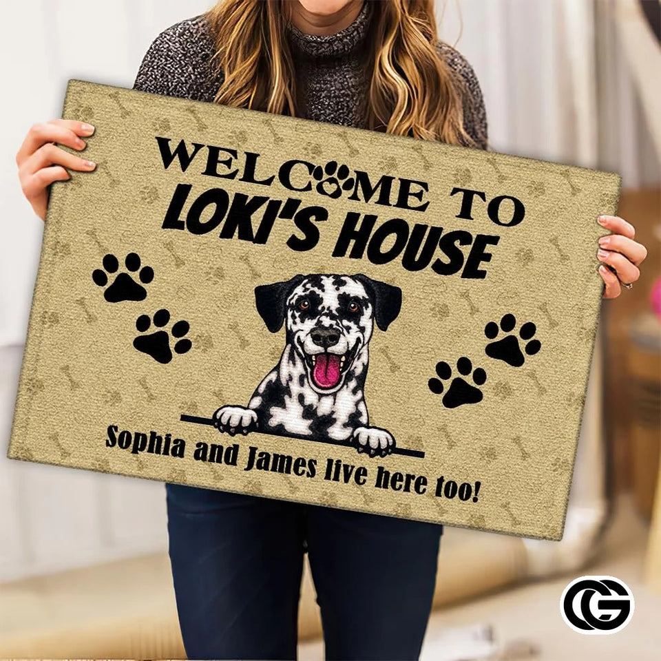 Personalized Dog Welcome Doormat for Front Door and Entryway