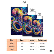 Vibrant colorful sea creatures drawing with swirling tentacles on decorative floor centerpiece. - thumbnail image 2 of 7