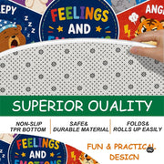 Wheel of Feelings and Emotions Round Rug, Educational Mental Health Rug for Classroom, Educational Animal Shape School Mat, Back to School Gift (Feeling 3)