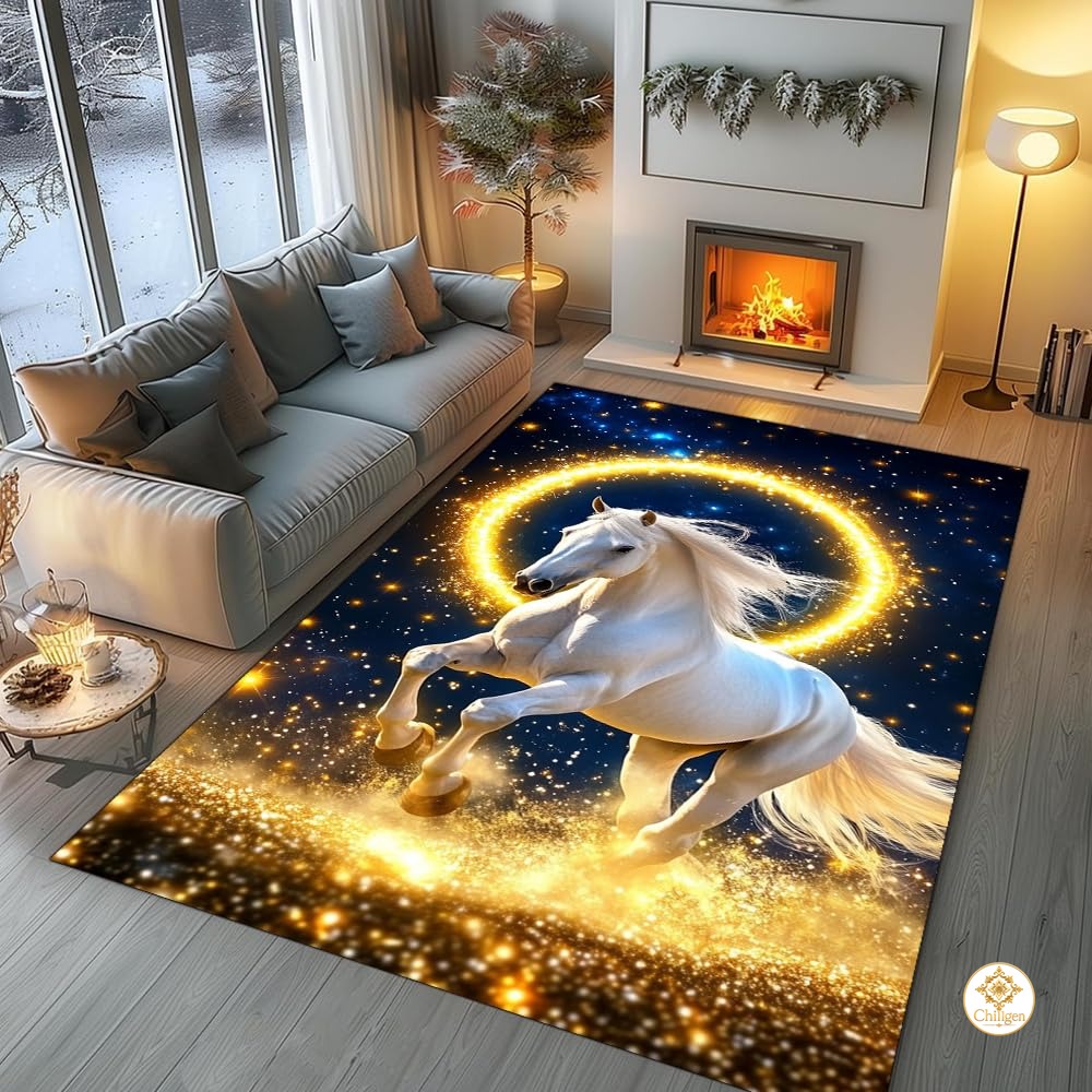 Custom Western Running Horse Doormat with Non Slip Backing - Horse-ds28