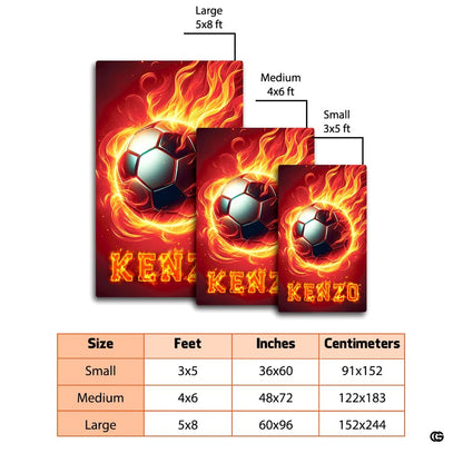 Dimension comparison chart displaying multiple size formats for this soccer area rug. - thumbnail image 2 of 8