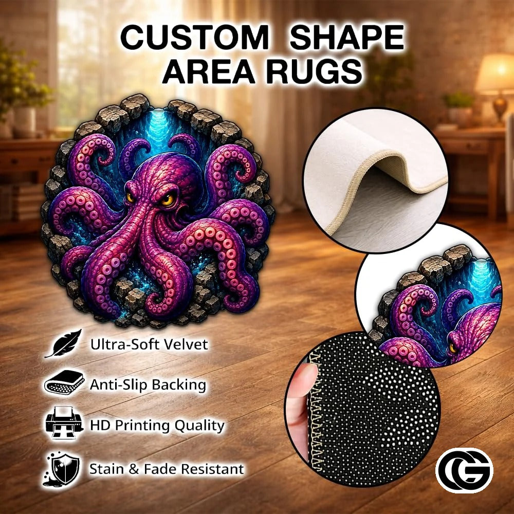 Custom Octopus Shaped Welcome Mat for Front Door and Entryway