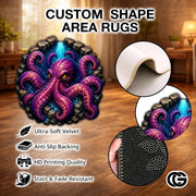 Custom Octopus Shaped Welcome Mat for Front Door and Entryway
