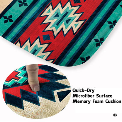 Western den layout displaying the southwestern tribal rug centered on flooring - thumbnail image 5 of 7